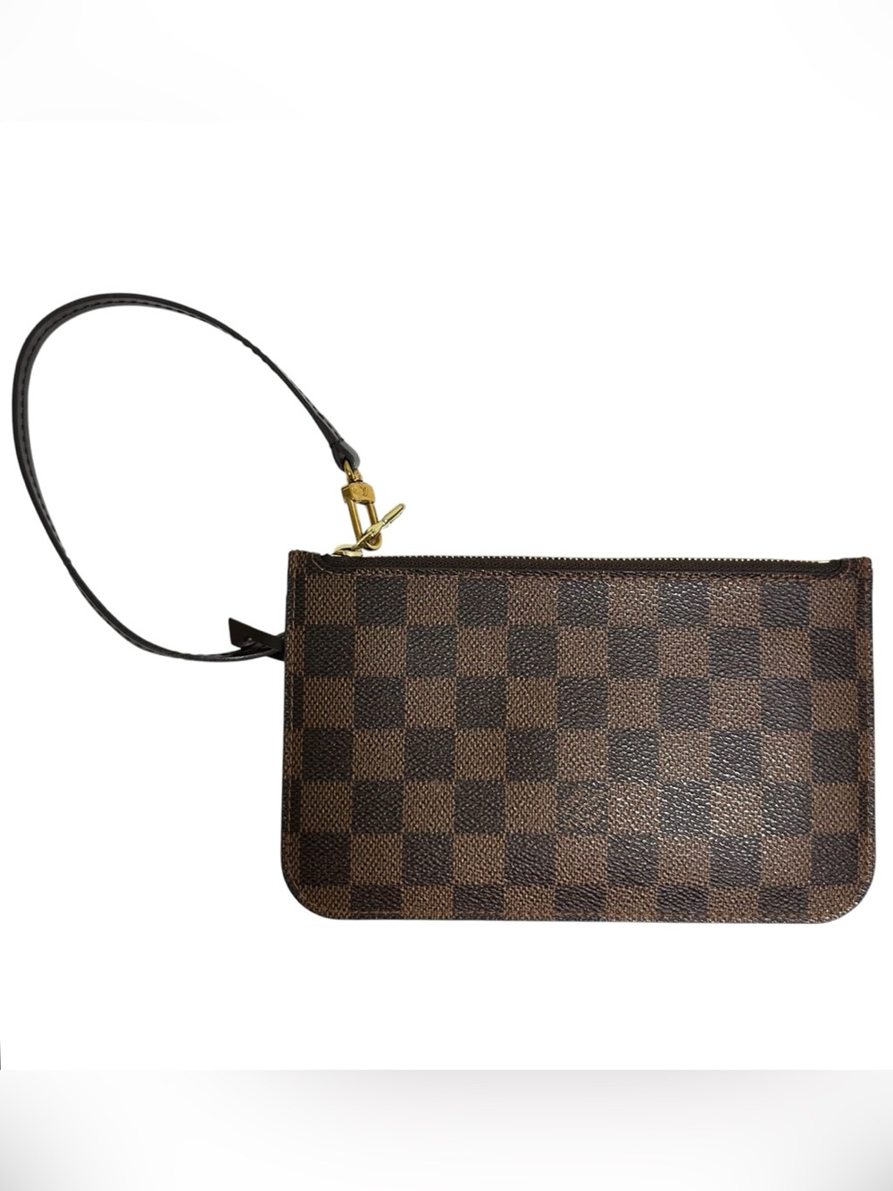 Louis Vuitton Damier Ebene Canvas & Leather Wristlet with Red Interior - Picture 2 of 14